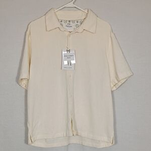 NWT Denim & Flower Cream Coord Texture Short Sleeve Button Down Mens Size XL